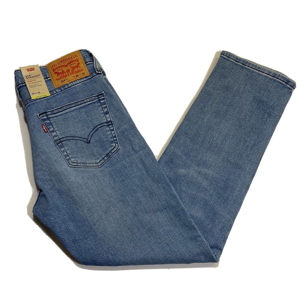 Levis 514 Flex‎ Straight Light Blue Denim Distressed Men's Size 29 x 30